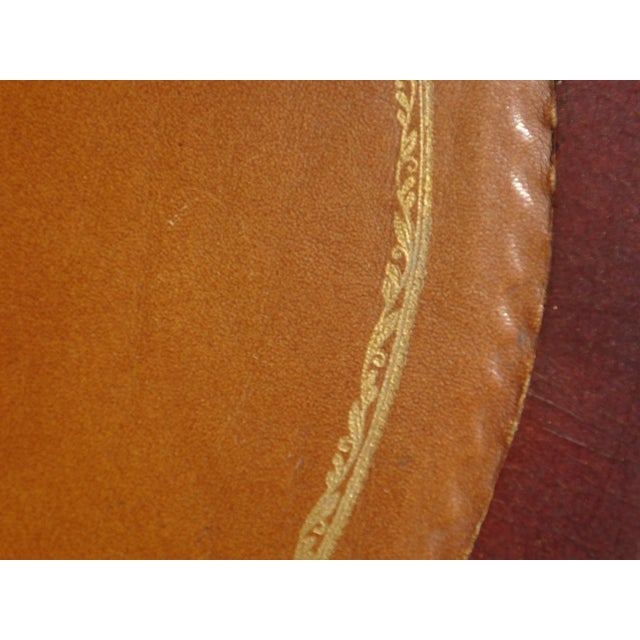 English Wooden and Leather Side Table, 1960s For Sale - Image 6 of 18