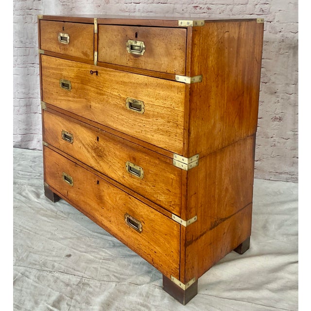 Tan 19th Century English Campaign Chest of Drawers, For Sale - Image 8 of 13