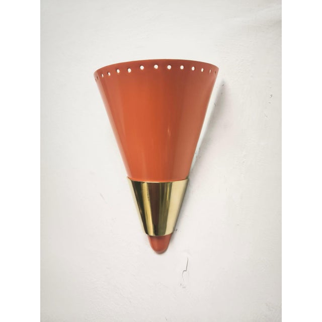 Orange Sputnik Wall Lamp with Gold Band, 1960s For Sale - Image 4 of 9