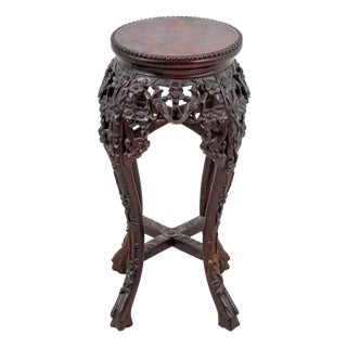 Chinese Carved Hardwood Pedestal Table For Sale