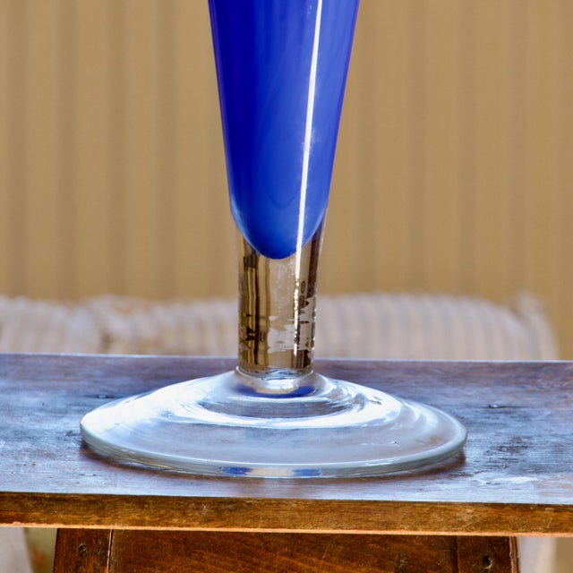 1920s Large Art Deco Cobalt Blue Murano Glass Vase, 1920 For Sale - Image 5 of 7