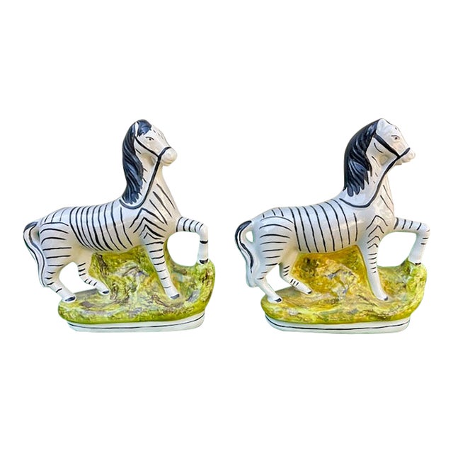 Antique Staffordshire Zebras For Sale