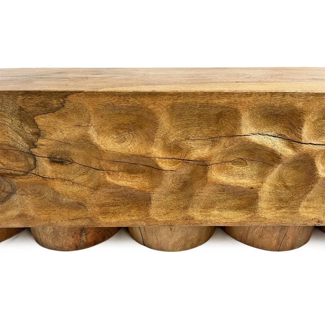 Vintage Katanga Wood Dimple Bench For Sale - Image 9 of 11