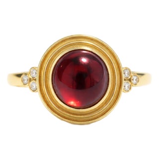 Vintage Inspired Garnet and Topaz Ring in Silver, Gold, Size 6 For Sale
