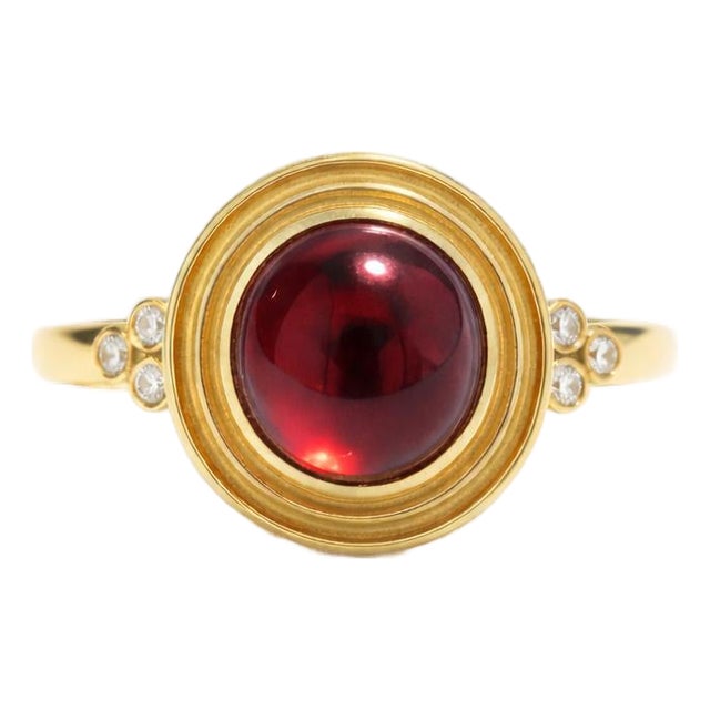 Vintage Inspired Garnet and Topaz Ring in Silver, Gold, Size 6 For Sale