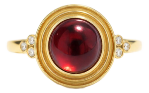 Vintage Inspired Garnet and Topaz Ring in Silver, Gold, Size 6