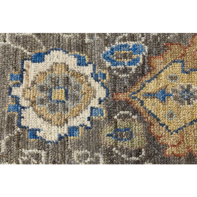 Modern Oushak Style Hand-Knotted Wool Rug in Taupe, Indigo, and Ochre Accents For Sale - Image 4 of 12