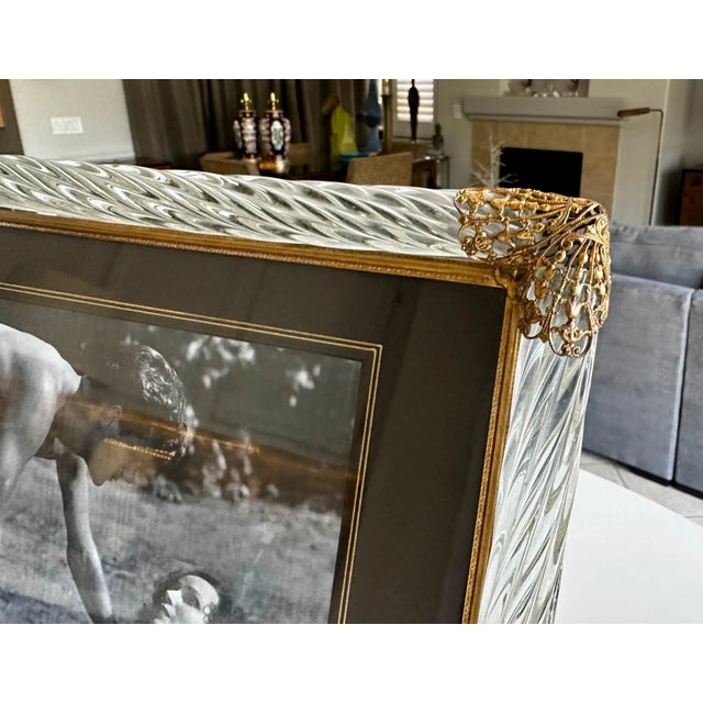 Murano Twisted Glass Rope Brass Horizontal Picture Frame | Chairish