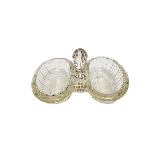 Glass Art Nouveau Salt and Pepper Holder by HSG Ząbkowice, Poland, 1920s For Sale - Image 7 of 11