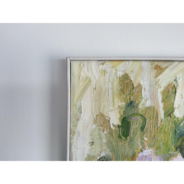 Lavender Floral Oil Painting Titled "From the Garden" by Nordic Artist Bente Bjerregaard For Sale - Image 8 of 17