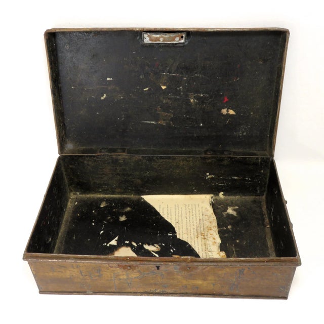 Hand Made Antique Mid 19th Century Grain Painted Steel Cash & Document Box For Sale - Image 9 of 13