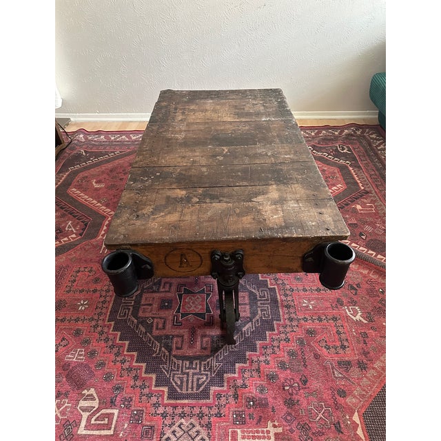Wood Rare 1940's Nutting Truck Co. Cart Coffee Table | Model 140/141 | Faribault Minn For Sale - Image 7 of 9