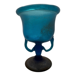 1980s Murano Glass Blue Kanthanos Style Goblet