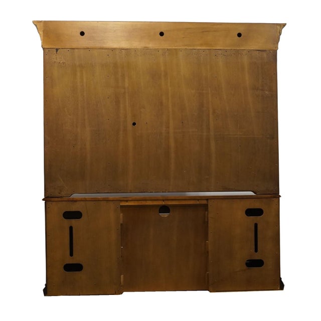 High End Cherry Contemporary Traditional Style 80" Computer Desk / Credenza W. Storage Display Hutch For Sale - Image 11 of 12