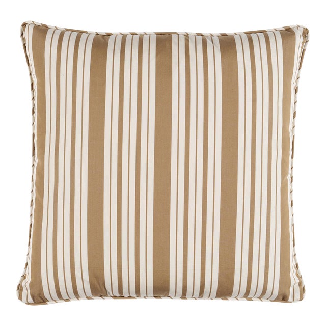 Schumacher x Mark D. Sikes Markie Stripe 22" Pillow In Neutral For Sale