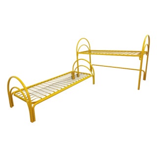 Vintage Italian Bunk Beds in Yellow Metal from Maretto Marflex, 1970s, Set of 2 For Sale