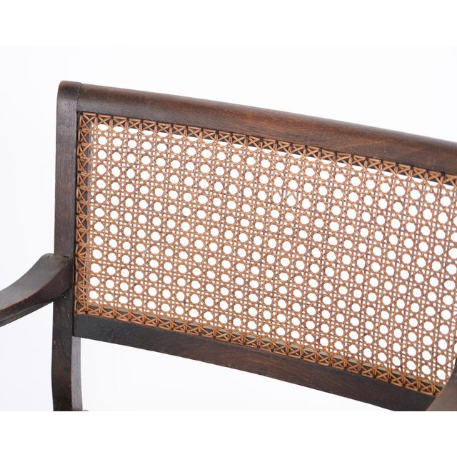 Antique Oak Armchair with Upholstery and Cane, 1920s For Sale - Image 6 of 10