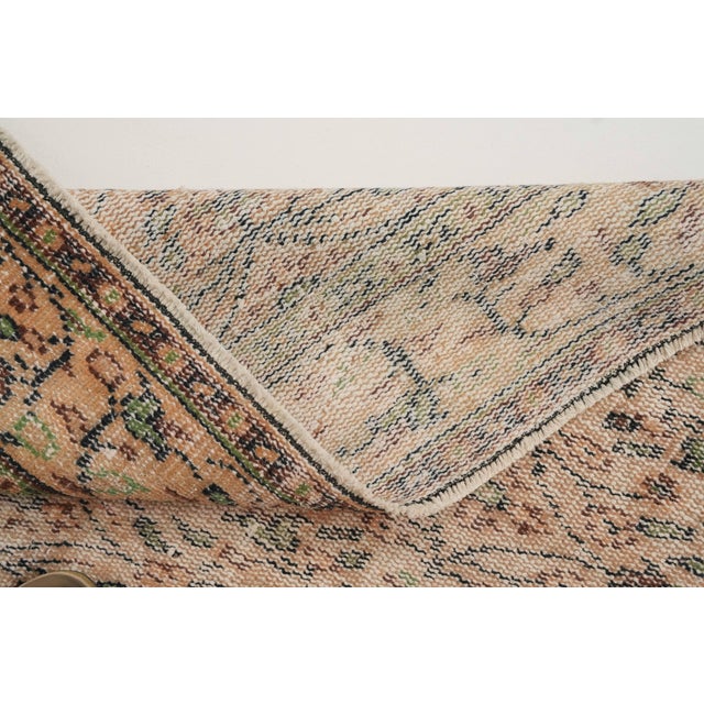 1970s Vintage Turkish Handmade Wool Cotton Beige Area Rug For Sale - Image 12 of 12