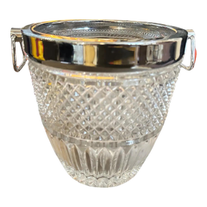 1980s Modernist Crystal and Silver Plate French Wine Cooler