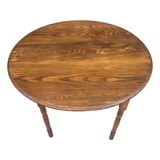 Refinished Antique Oval Drop-Leaf Table, Turned Legs, Early 20th Century For Sale