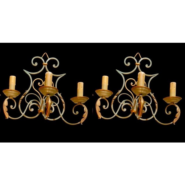 French Art Deco Wrought Iron Castle Wall Sconces, 1925, Set of 5 For Sale - Image 4 of 9