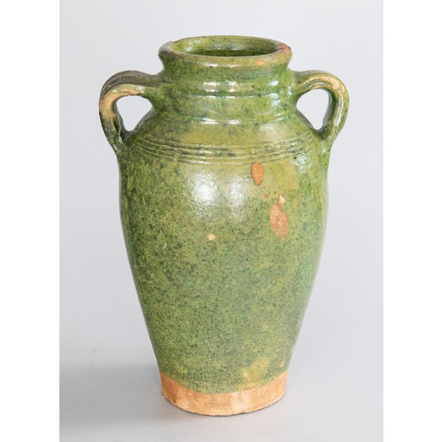 19th Century French Green Glazed Terracotta Olive Jar Urn Vase For Sale - Image 9 of 9