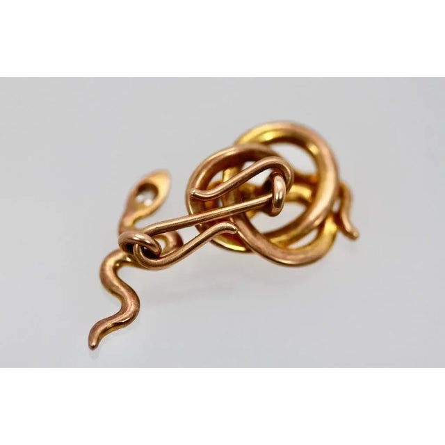 1950s Snake Serpent 14k Yellow Gold Cufflinks - 2 Pieces For Sale - Image 4 of 10