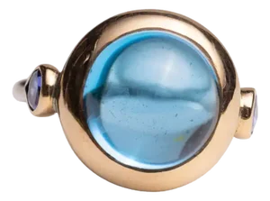 Blue Topaz, Tanzanite and 18k Gold and Sterling Silver Ring