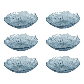 Axel Icy Sapphire Freeform Glass Serving Bowls, Set of 6 For Sale