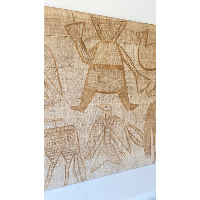 Mid-Century Modern Vintage, Mid-Century Kuba Cloth Textile Panel With Figurative Motif For Sale - Image 3 of 8