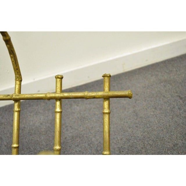 Metal Mid 20th Century Vintage Italian Hollywood Regency Gold Gilt Metal Faux Bamboo Magazine Rack For Sale - Image 7 of 10
