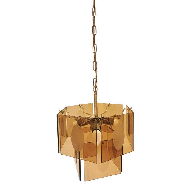 Mid-Century Chandelier in Smoked Glass from Vistosi, 1960s For Sale