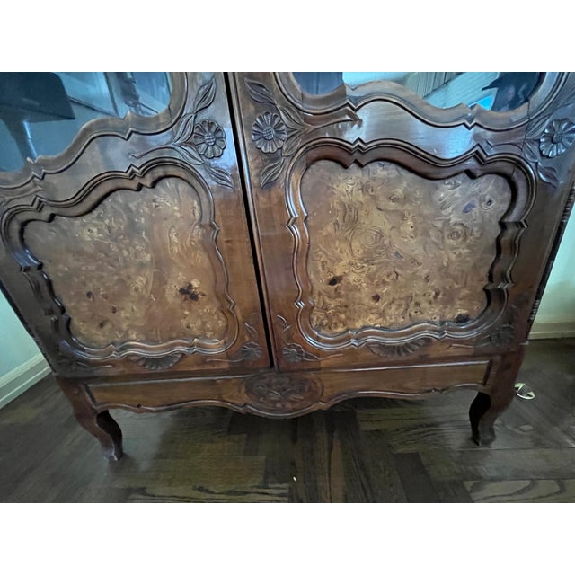 French Provincial French Provincial Style Glass Front Cabinet For Sale - Image 3 of 6