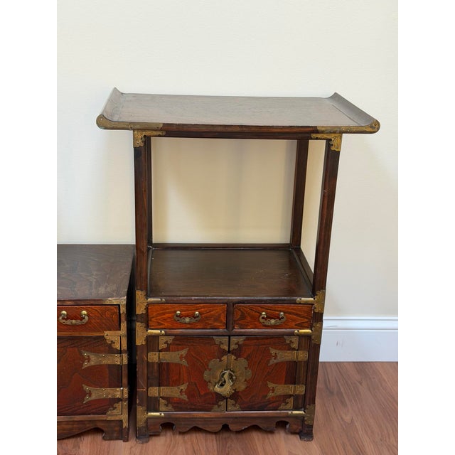 Vintage Pagoda Style Wood Display Cabinets Set, 3 Pieces For Sale - Image 15 of 18