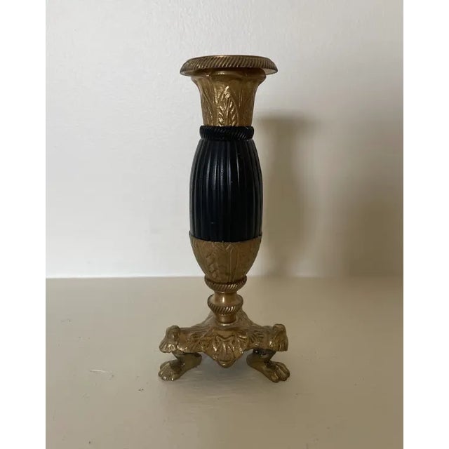 Black Vintage Late 19th Century Solid Brass and Black Candlestick For Sale - Image 8 of 8