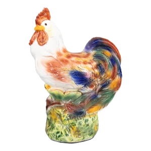 Large Italian Majolica Rooster, Marked