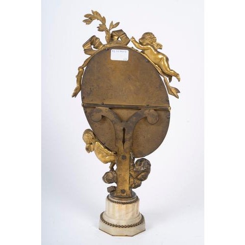 19th Century Gilded Bronze Tabletop Mirror with Onyx Base For Sale - Image 6 of 7