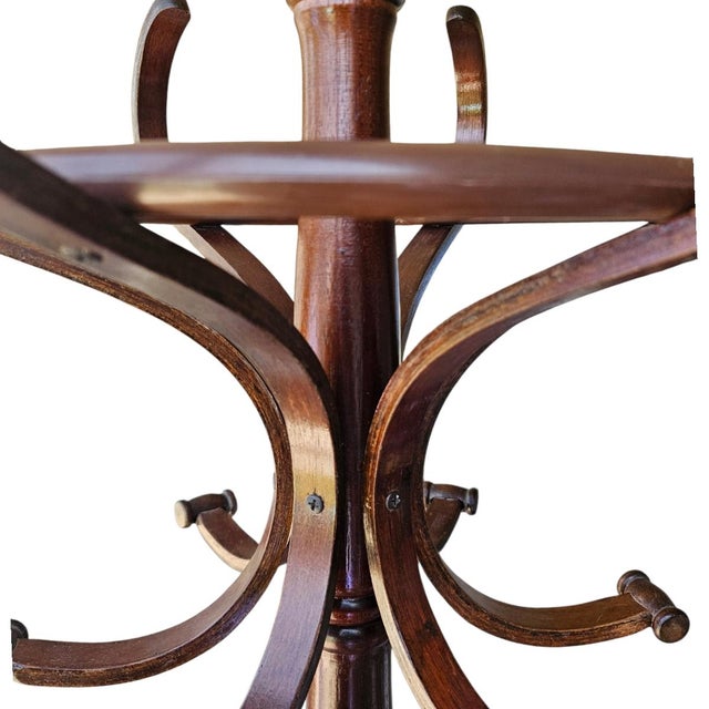 Vintage Bentwood Coat & Hat Rack, Hall Tree Thonet Style With Umbrella Ring For Sale - Image 13 of 13