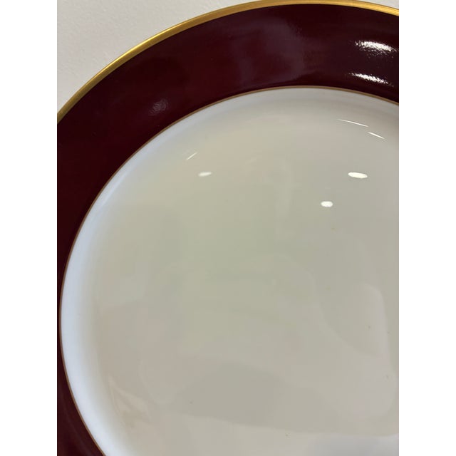 Vintage Pickard Ensemble Burgundy Gold-Trim Dinner Plates, Set of 4 For Sale In Oklahoma City - Image 6 of 12