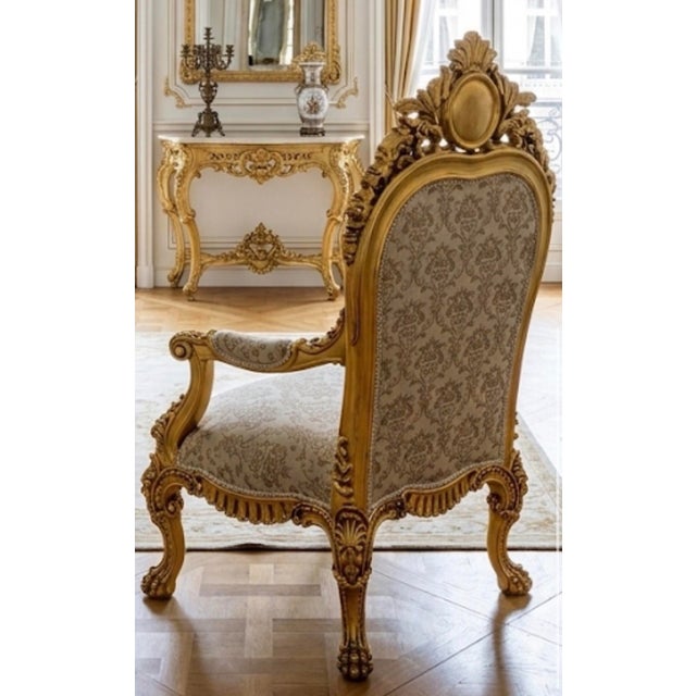 Gold 1960s Throne Chair Gold Leaf Arm Chair For Sale - Image 8 of 10