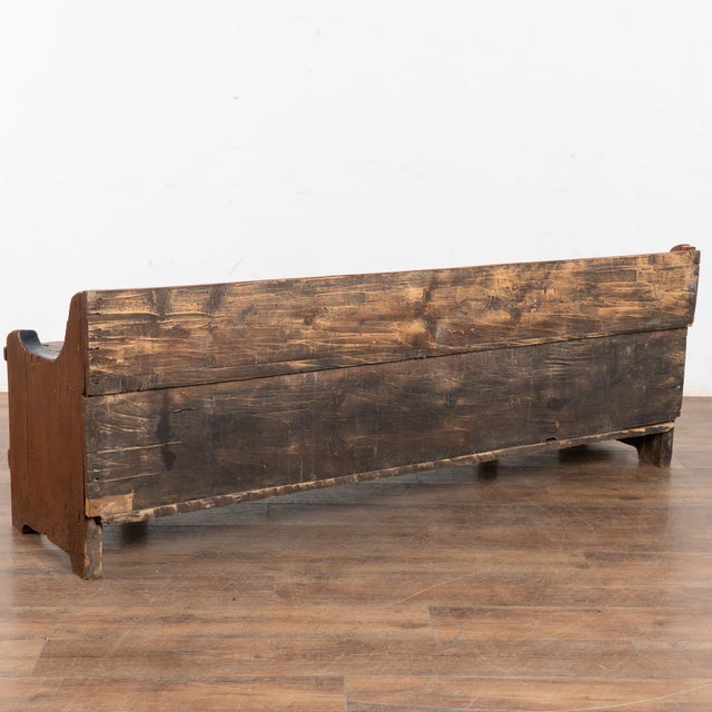 Original Painted Pine Bench With Storage Dated 1873 From Romania For Sale - Image 14 of 14