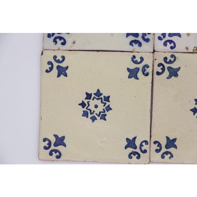 Baroque 19th Century Set of Four Tiles Blue & White Floral, Portuguese For Sale - Image 3 of 14