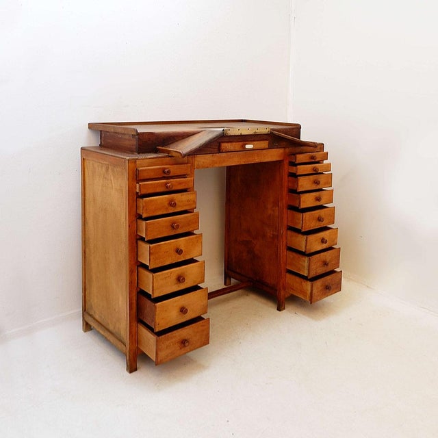 Brown Watchmaker's Workbench with Illuminated Glass Top from Auxilia, 1930s For Sale - Image 8 of 16