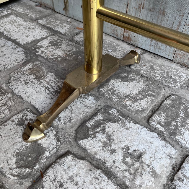 Vintage MCM Brass Three-Bar Towel Rack With Hoof Feet For Sale In Boston - Image 6 of 10