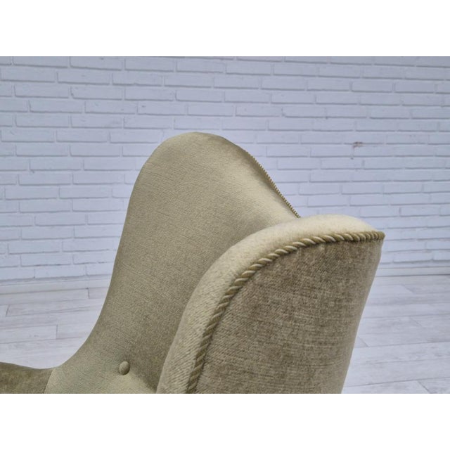Scandinavian Armchair in Velour with Beech Wood Legs, 1960s For Sale - Image 14 of 18