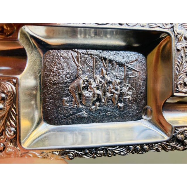 Vintage silver plated set of 2 ashtrays knowing to be Hans Jensen Tavern scene" , no makers mark in excellent condition....