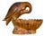 Italian Midcentury Carved Wooden Bowl with Crane and Leaf Motifs For Sale