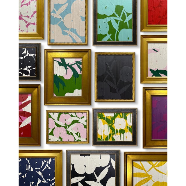 Ron Giusti Ron Giusti Mini Modern Orchid Cream Light Pink Charcoal Acrylic Painting For Sale - Image 4 of 5