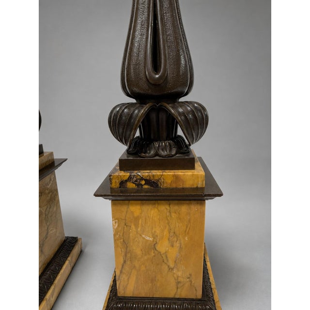 Mid 19th Century Grand Tour–Style Neoclassical Bronze and Siena Marble Lamps - a Pair For Sale In Providence - Image 6 of 10