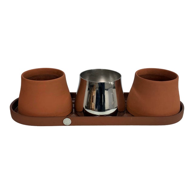 Georg Jensen Terra Tray + Three Pots Set For Sale